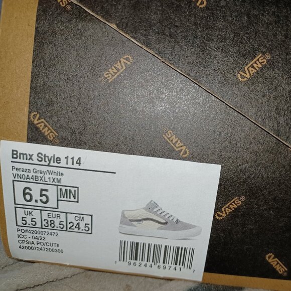 Vans Men's 6.5/Women's 8 BMX Style 114 Kevin Peraza Grey White Black Mid-Top - Picture 7 of 12